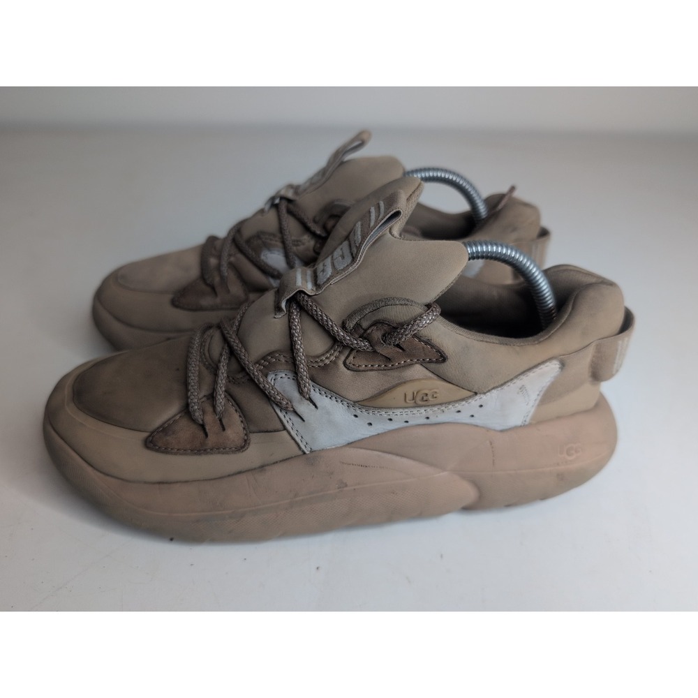 UGG LA Cloud Lace Shoes Womens 10 Lace Up Chunky Sneakers 1123715 Brown White
